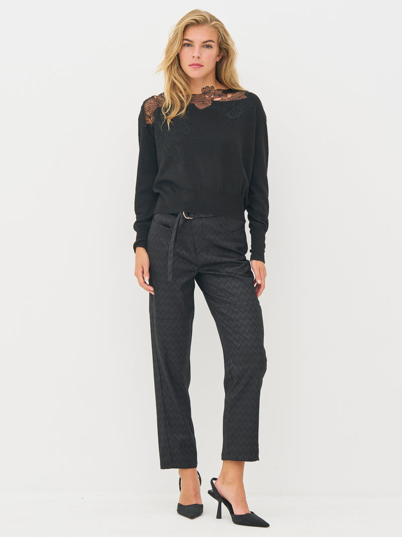 NÜ BOBBI gebreide blouse Breigoed Zwart
