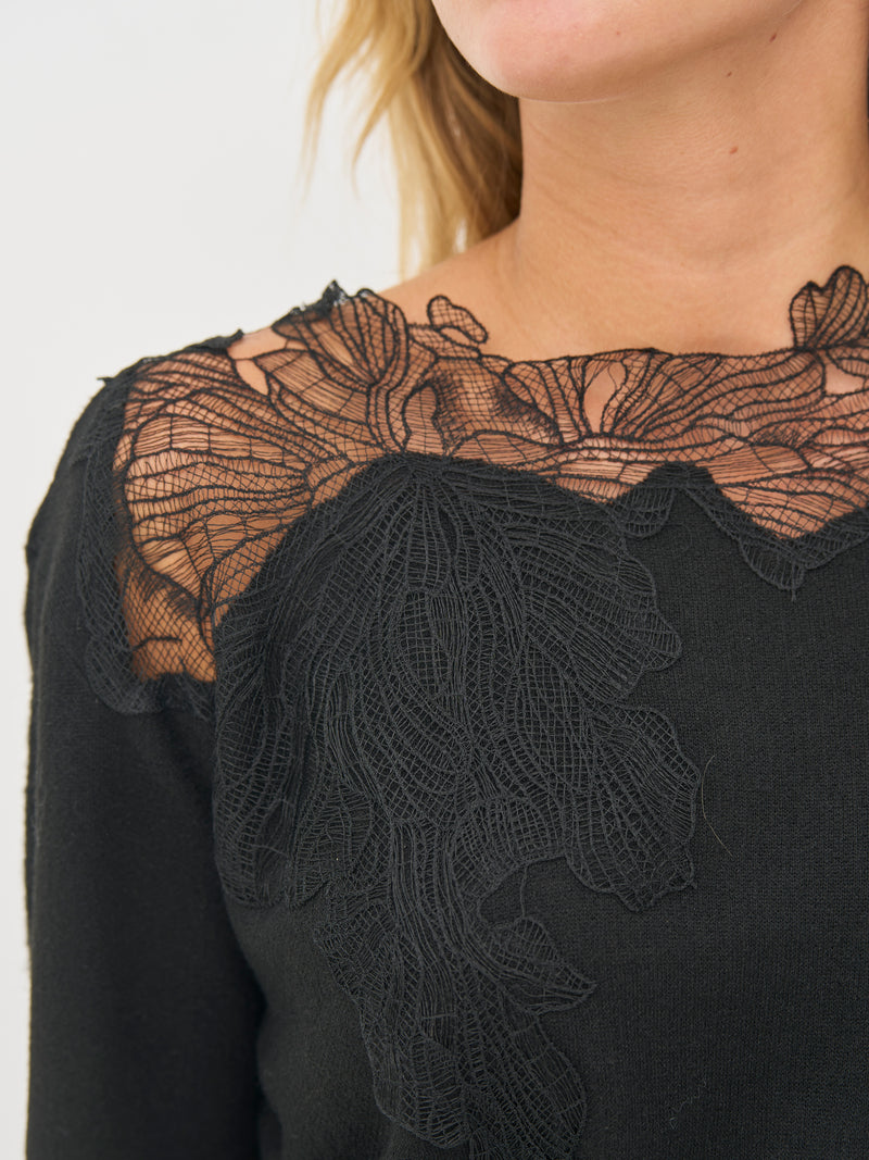 NÜ BOBBI gebreide blouse Breigoed Zwart