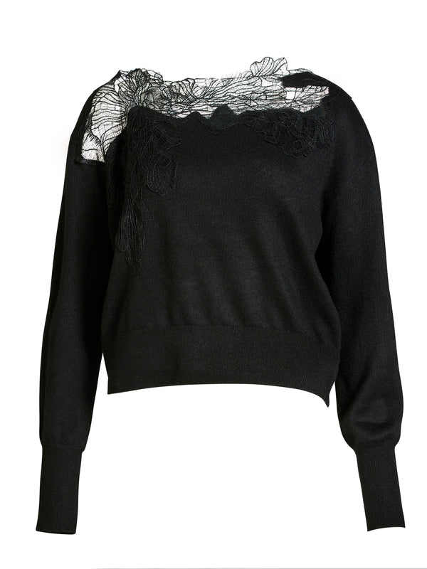 NÜ BOBBI gebreide blouse Breigoed Zwart