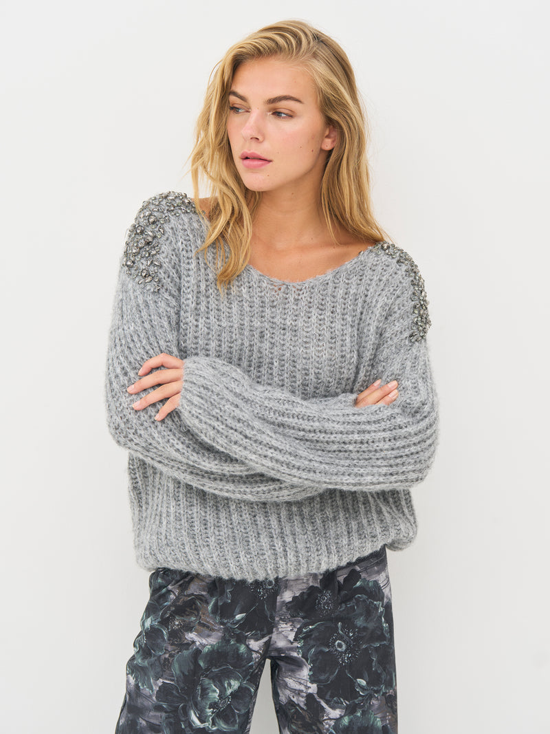 NÜ BODIL gebreide blouse Breigoed 989 iron grey