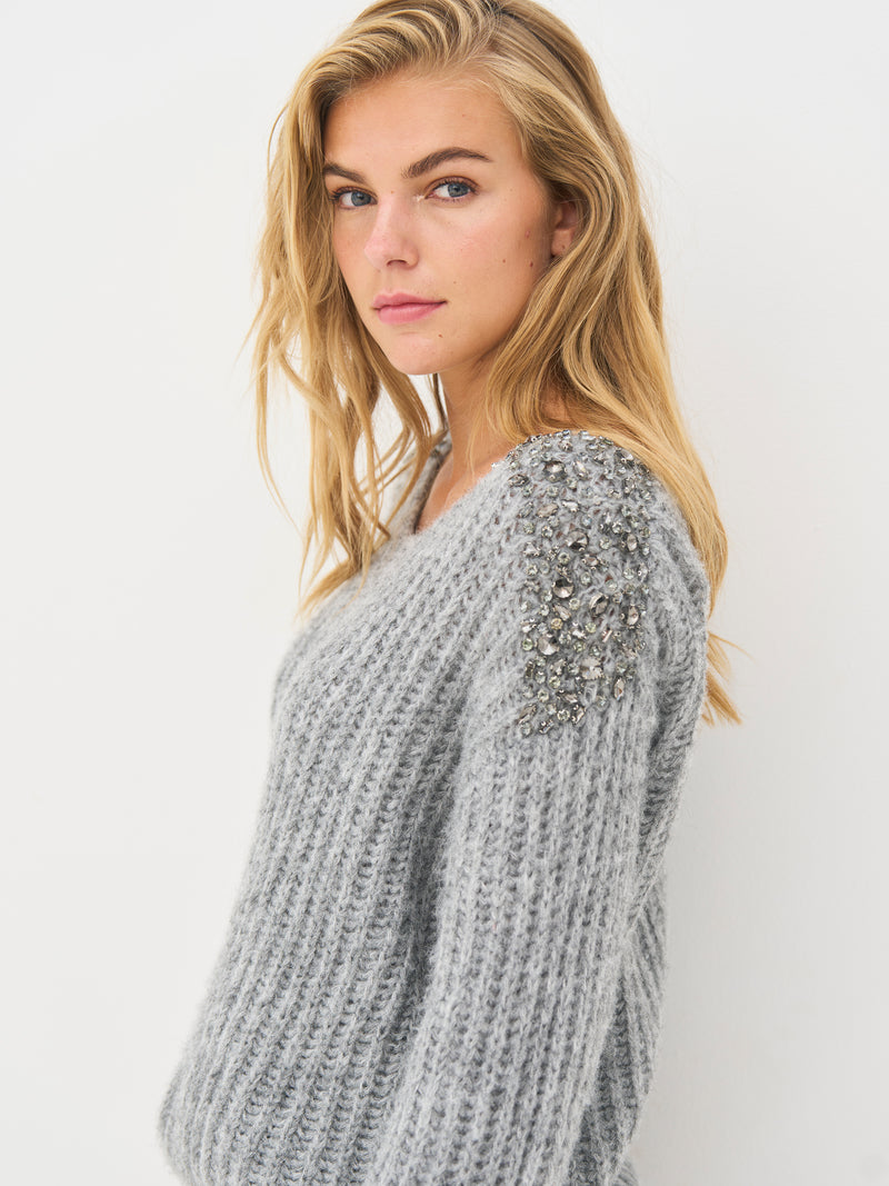 NÜ BODIL gebreide blouse Breigoed 989 iron grey