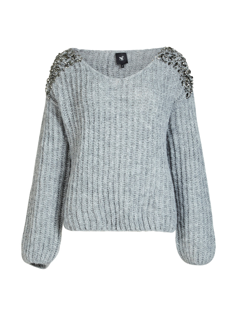 NÜ BODIL gebreide blouse Breigoed 989 iron grey