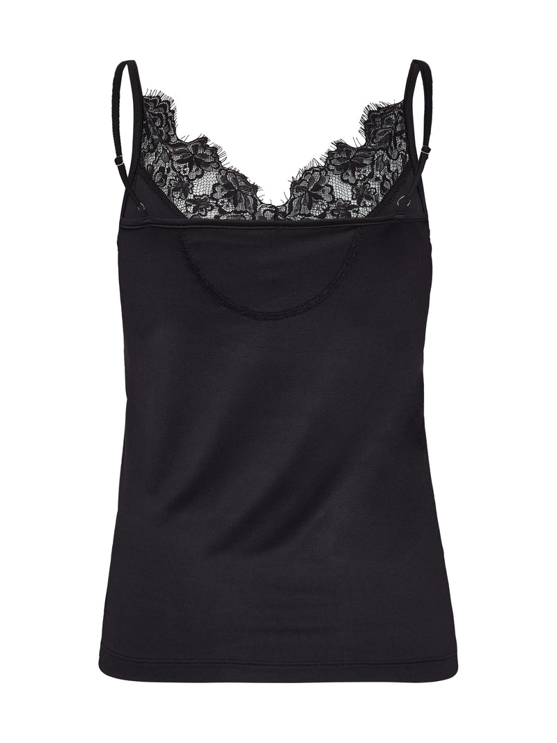 NÜ Bow Top with lace Tops en t-shirts Zwart