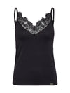 NÜ Bow Top with lace Tops en t-shirts Zwart