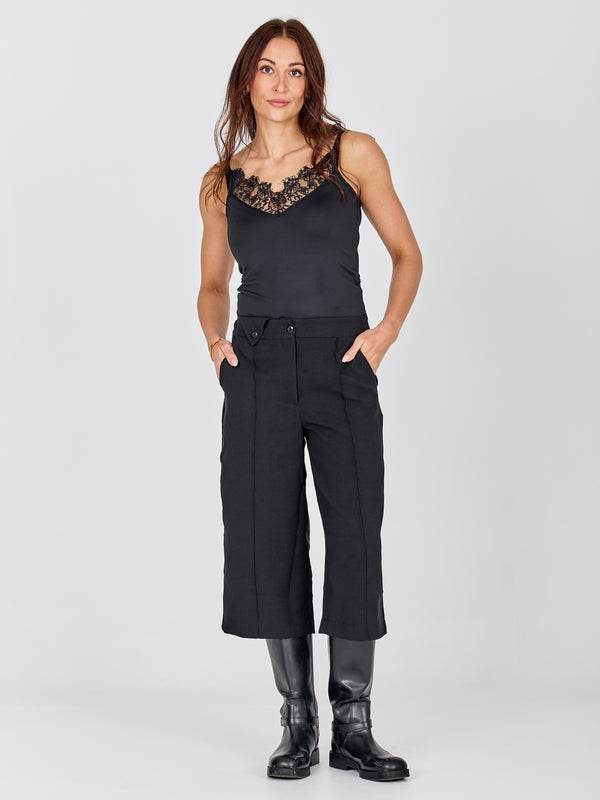 NÜ Bow Top with lace Tops en t-shirts Zwart