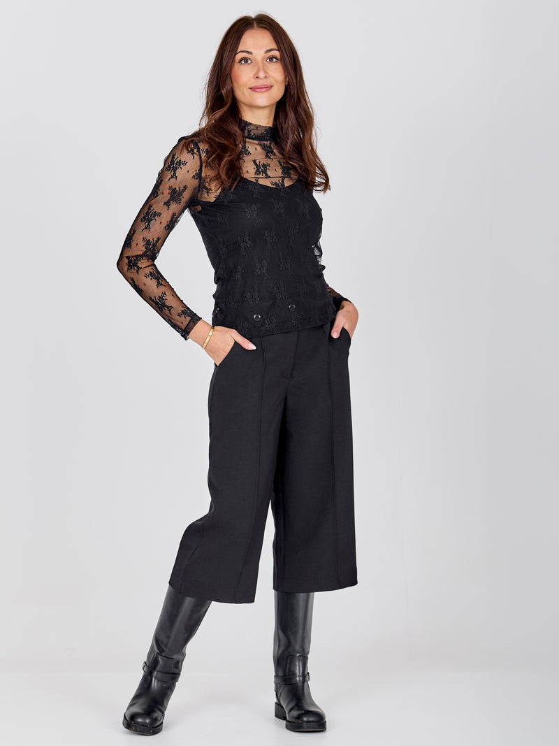 NÜ CHERIESE Mesh Top Tops en t-shirts Zwart