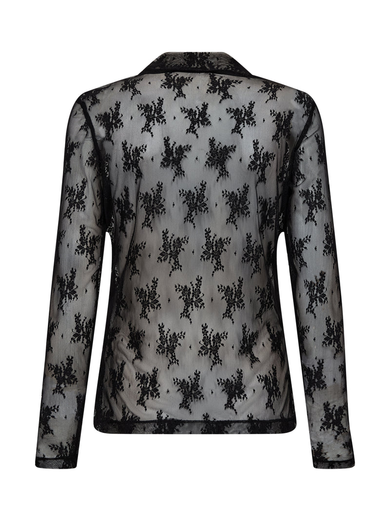 NÜ CHERIESE Mesh Top Tops en t-shirts Zwart