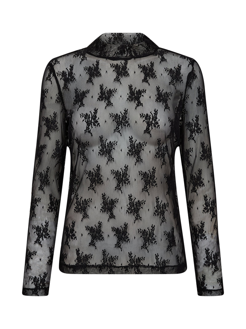 NÜ CHERIESE Mesh Top Tops en t-shirts Zwart