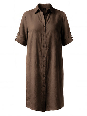 NÜ DORIS linnen jurk Jurken 289 Brown