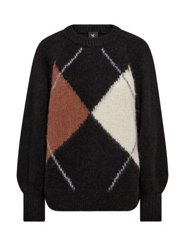 NÜ EVA Blouse Knit Breigoed Zwart mix