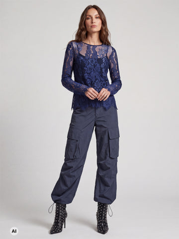 NÜ Essie Kanten Blouse Blouses 476 Navy
