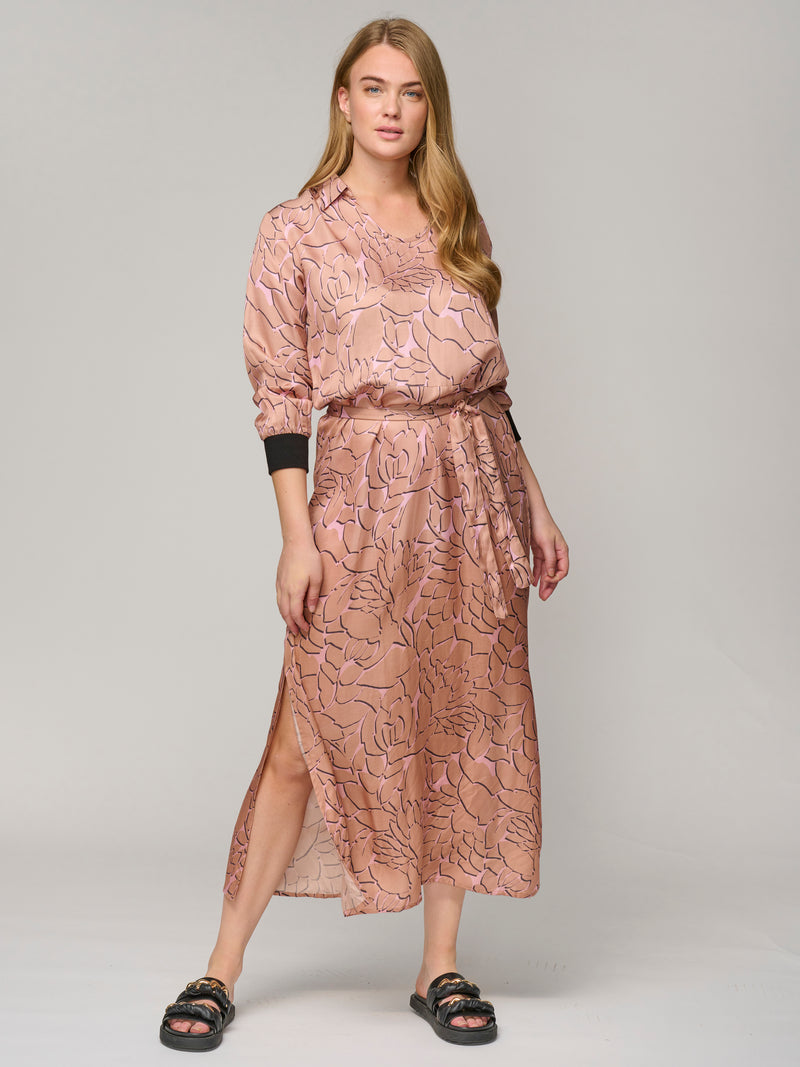 NÜ ODESSA jurk met patroon Jurken 649 Terracotta Dust mix