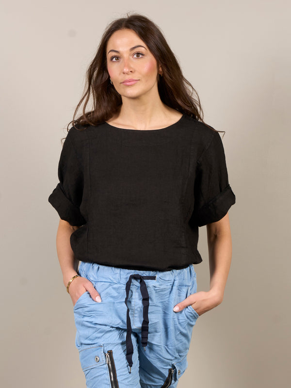 NÜ POLETTE linnen blouse Blouses Zwart