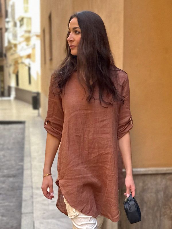 NÜ POLETTE linnen tuniek Tunieken 286 Mocca Mousse