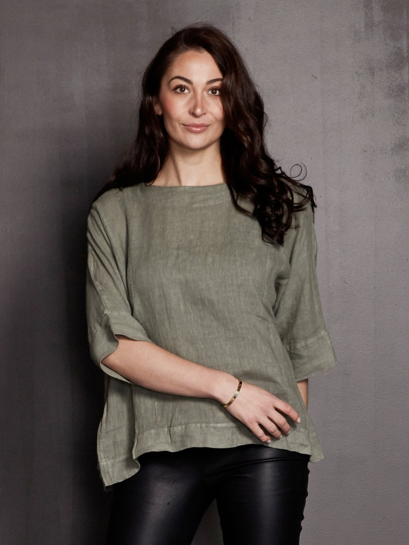 NÜ POLETTE linnen blouse Tops en T-shirts 393 Army