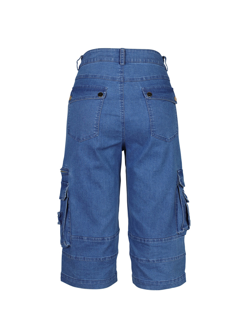 NÜ TAIA bermuda shorts met cargozakken Shorts 481 Denim blue