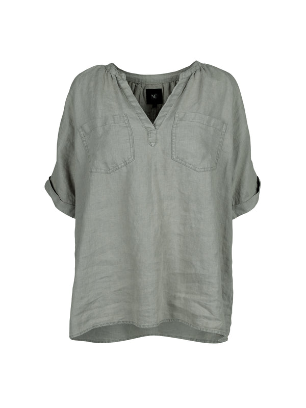 NÜ TESSA linnen blouse Tops en T-shirts 393 Army