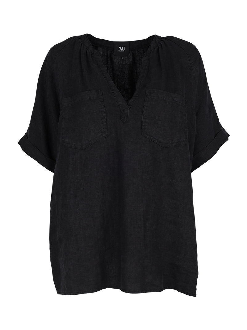 NÜ TESSA linnen blouse Tops en T-shirts Zwart