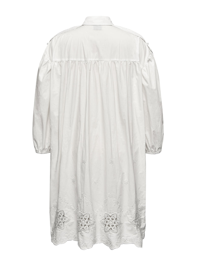 NÜ TINE jurk met geborduurde details Jurken 110 Creme solid