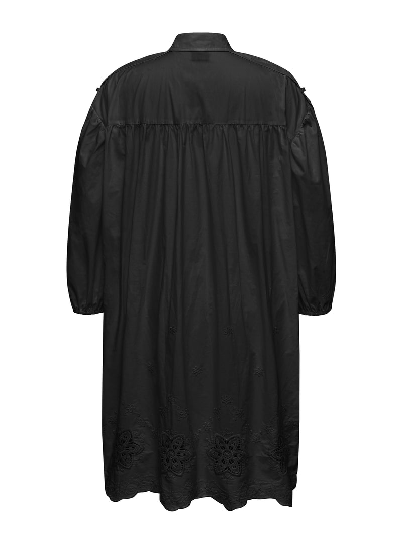 NÜ TINE jurk met geborduurde details Jurken Zwart
