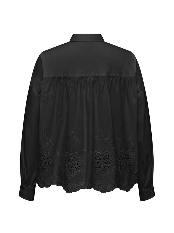NÜ TINE overhemd met geborduurde details Hemdblouse Zwart