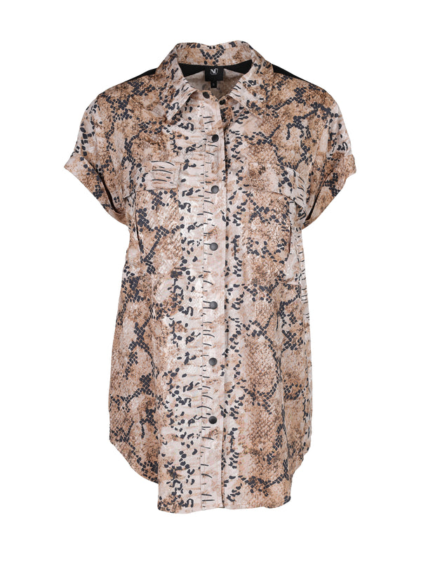 NÜ TRILLE overhemd met slangenprint Hemdblouse 125 Seasand mix
