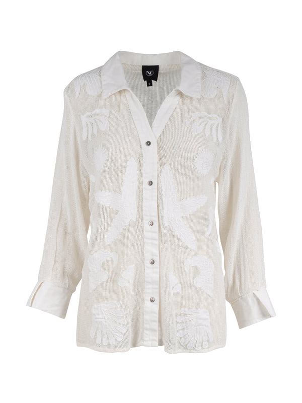 NÜ TRINE blouse met patroon Blouses 110 Creme solid