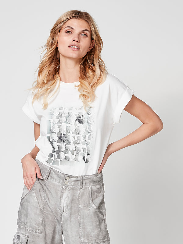 NÜ Tillie t-shirt met print Tops en T-shirts 110 Creme
