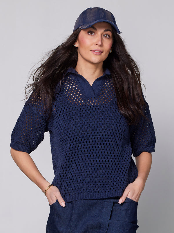 NÜ YADIRA gebreide blouse Blouses 476 Navy