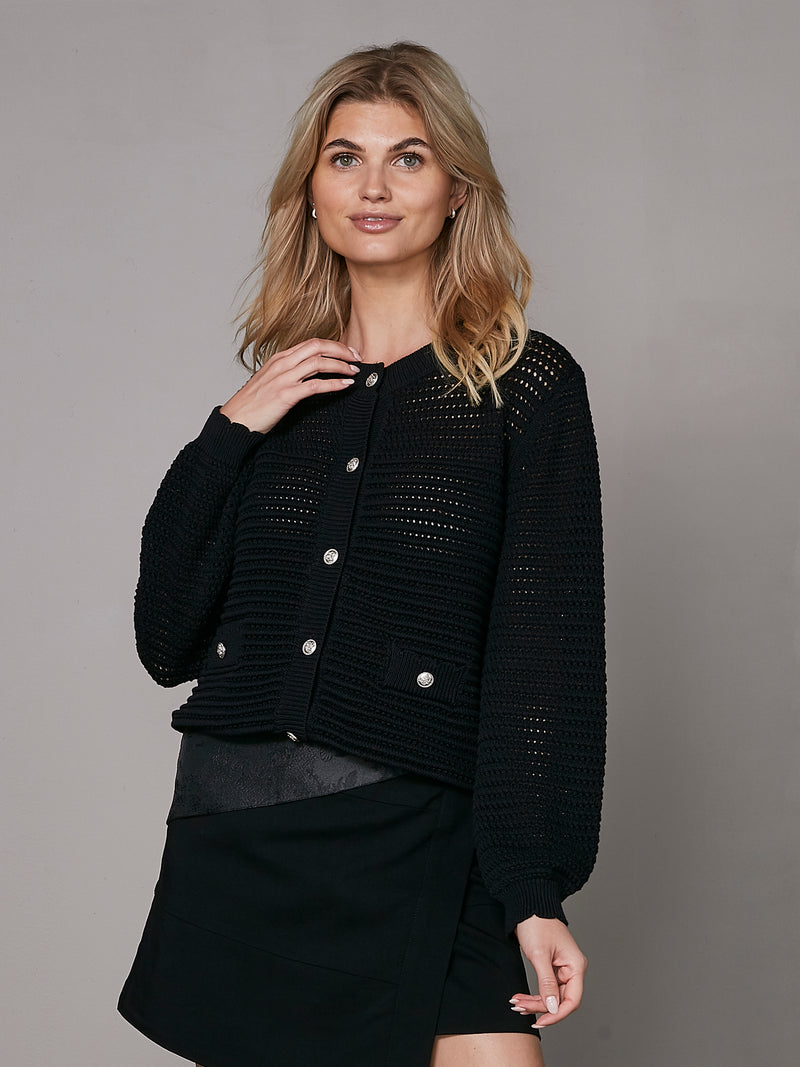 NÜ YAMIT gebreide blouse Blouses Zwart