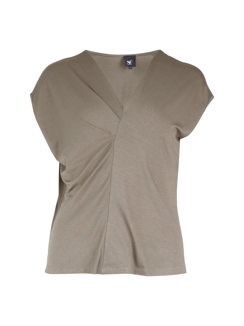 NÜ YASMI v-hals T-shirt Tops en t-shirts 230 Mud
