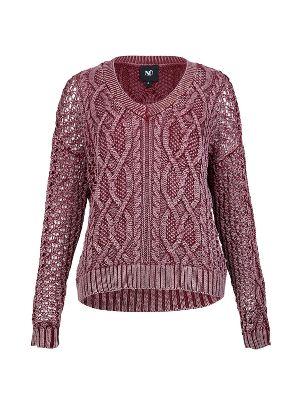 NÜ YEO gebreide blouse Breigoed 685 Berry red