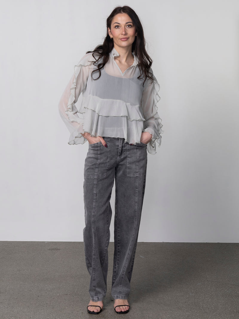 NÜ YUNA broek Trousers 901 Grey mix